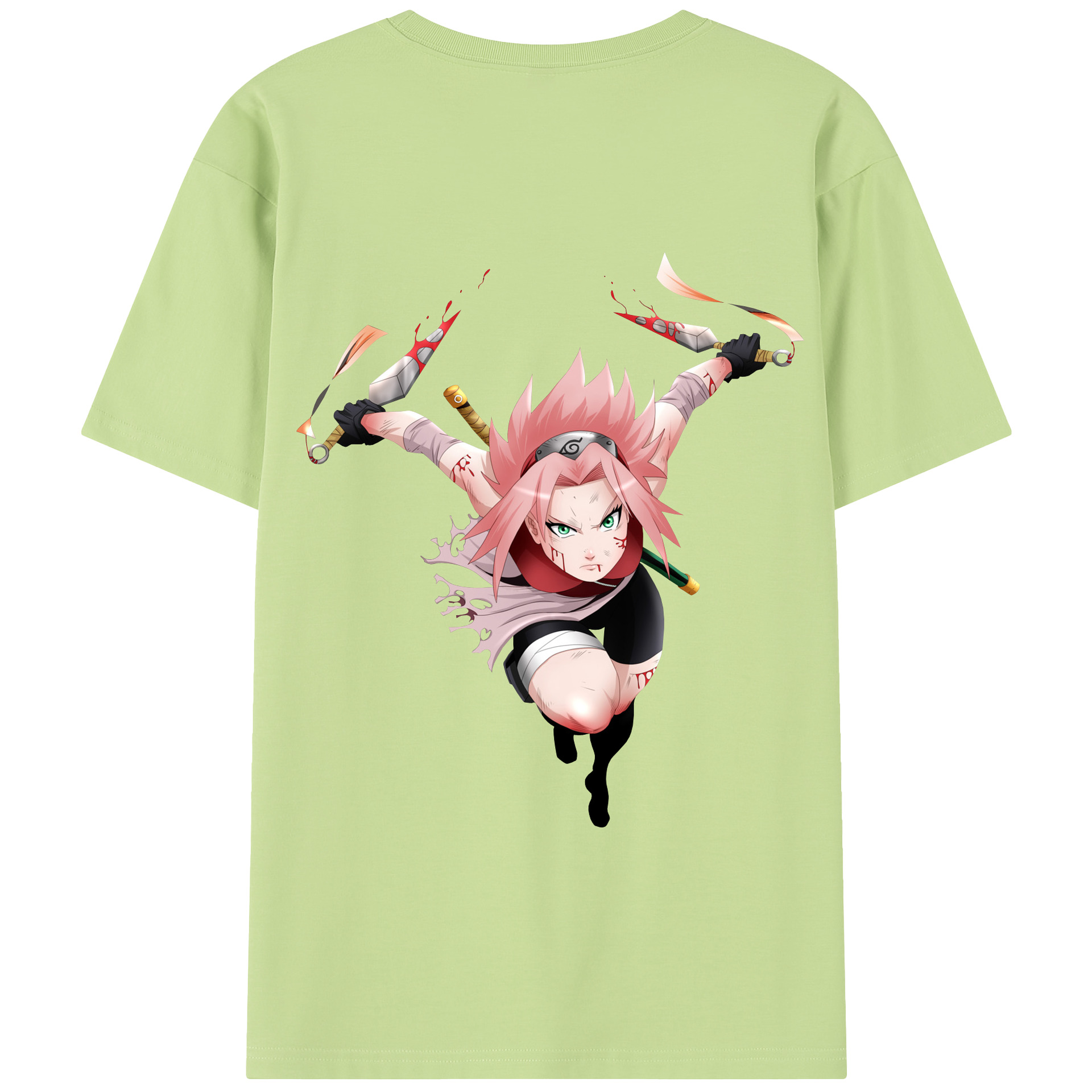 （画像用） NARUTO -ナルト- 春野サクラ Haruno Sakura 綿100％半袖Tシャツ（背面プリント）